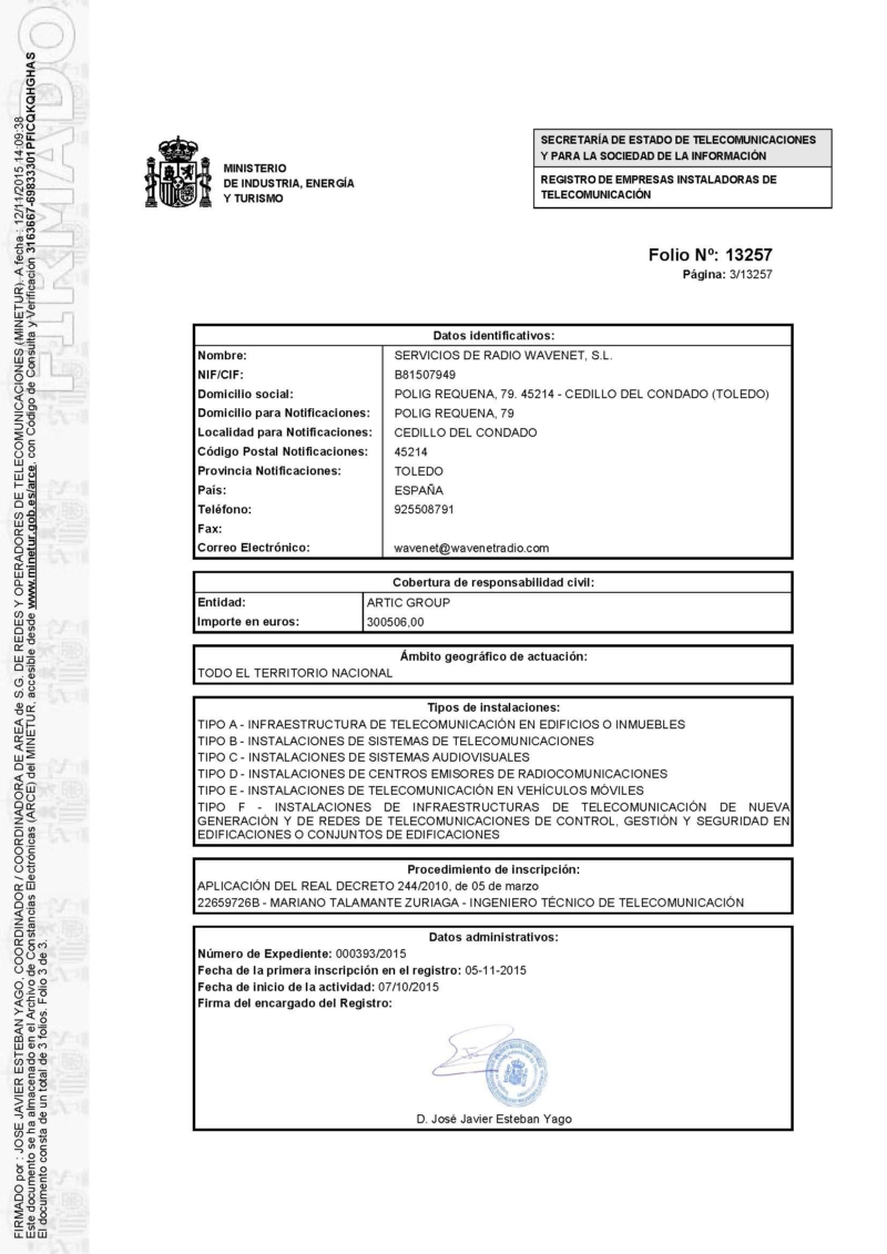 Wavenet Rf Engineering Certificates Normative